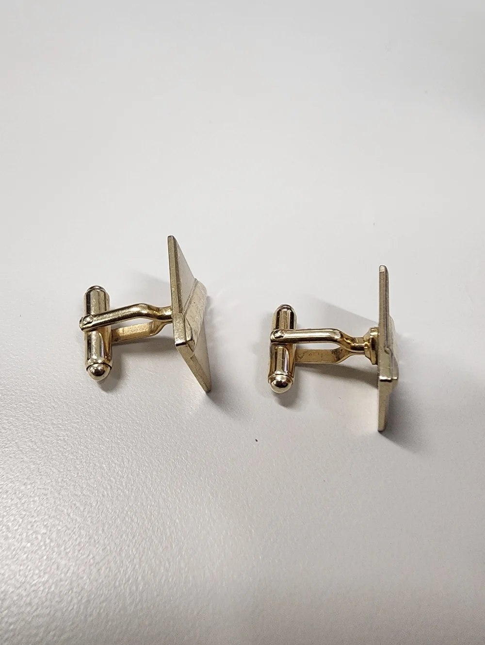 Gold-Tone Rectangular Men’s Cufflinks Diagonal Textured Accent Formal Retro